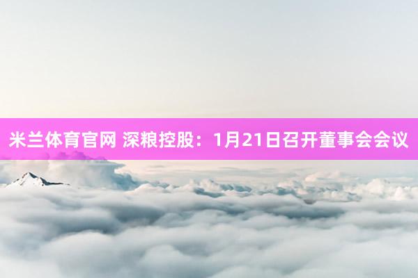 米兰体育官网 深粮控股:1月21日召开董事会会议