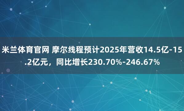 米兰体育官网 摩尔线程预计2025年营收14.5亿-15.2亿元，同比增长230.70%-246.67%
