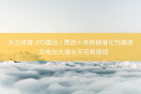 米兰体育 IPO雷达 | 费劲火电脱硝催化剂阛阓,华电光大增长天花板隐现