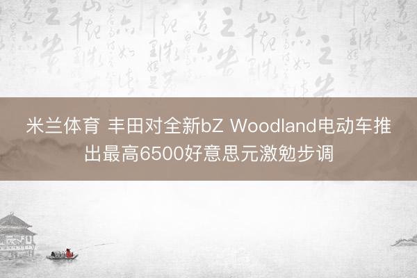 米兰体育 丰田对全新bZ Woodland电动车推出最高6500好意思元激勉步调