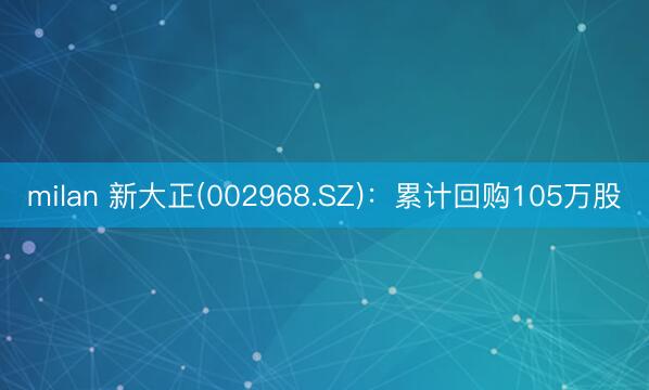 milan 新大正(002968.SZ)：累计回购105万股