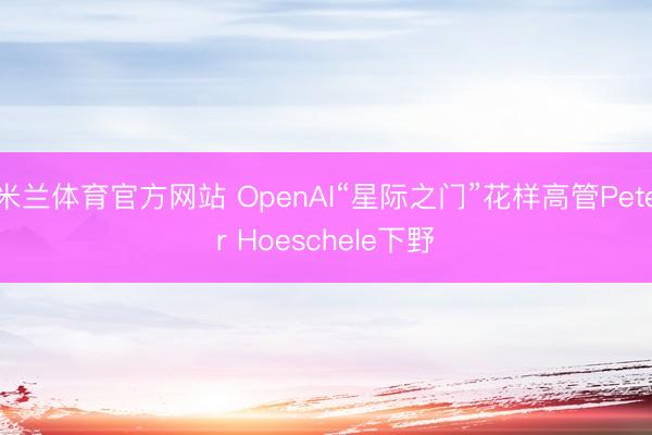 米兰体育官方网站 OpenAI“星际之门”花样高管Peter Hoeschele下野