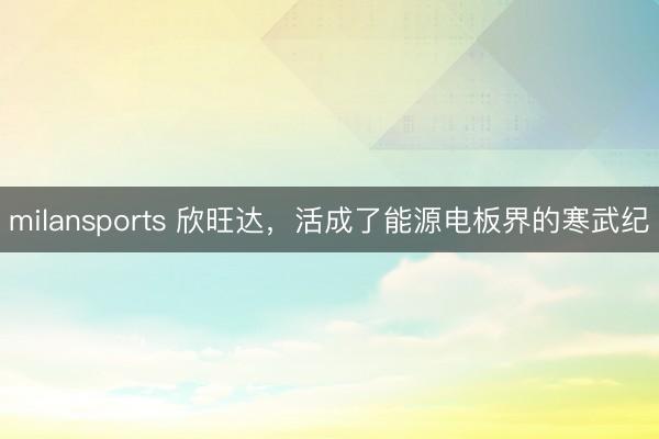 milansports 欣旺达，活成了能源电板界的寒武纪