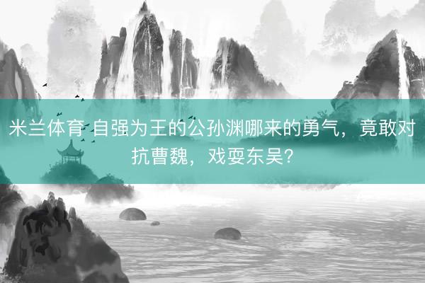 米兰体育 自强为王的公孙渊哪来的勇气，竟敢对抗曹魏，戏耍东吴？